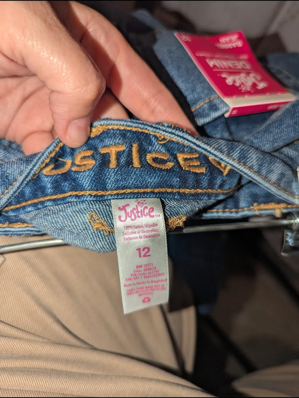 Justice Blue Wide-Leg Kids Denim Jeans with Patch Pockets